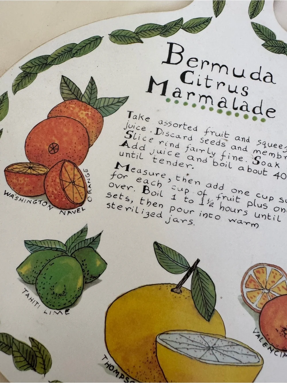 VTG 70s Taunton Vale Bermuda Citrus Marmalade Melamine Cutting Board Cheese Tray